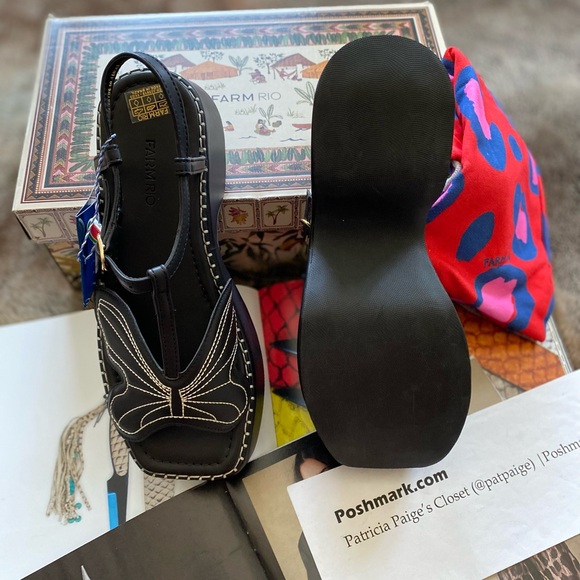 Farm Rio Black Butterfly Flatform sandal - Picture 8 of 13